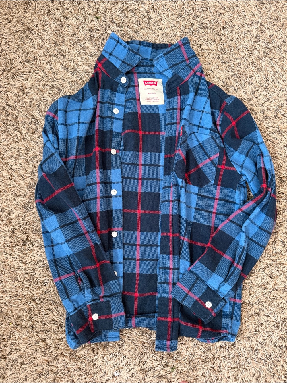 Levi's Blue and Red Plaid Button-Down Shirt